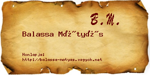 Balassa Mátyás névjegykártya