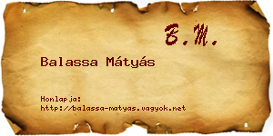 Balassa Mátyás névjegykártya
